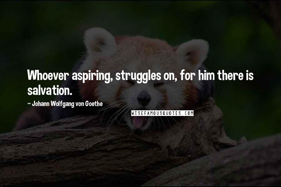 Johann Wolfgang Von Goethe Quotes: Whoever aspiring, struggles on, for him there is salvation.