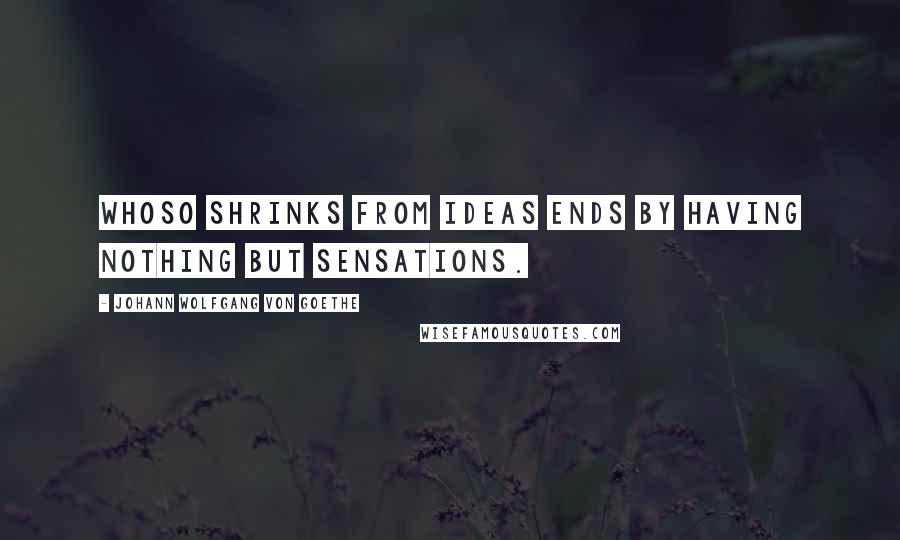 Johann Wolfgang Von Goethe Quotes: Whoso shrinks from ideas ends by having nothing but sensations.