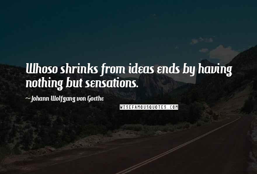 Johann Wolfgang Von Goethe Quotes: Whoso shrinks from ideas ends by having nothing but sensations.