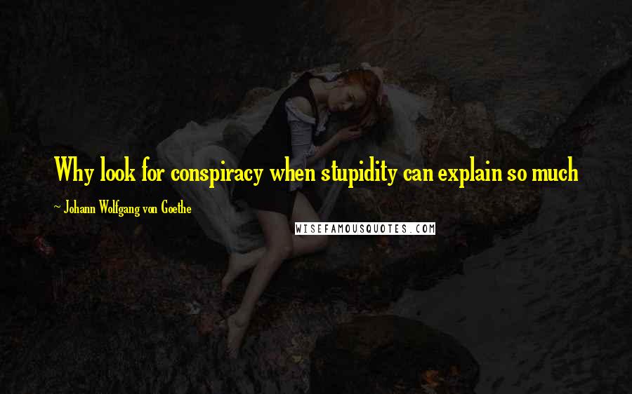 Johann Wolfgang Von Goethe Quotes: Why look for conspiracy when stupidity can explain so much