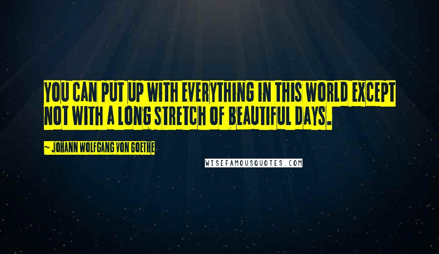 Johann Wolfgang Von Goethe Quotes: You can put up with everything in this world except not with a long stretch of beautiful days.