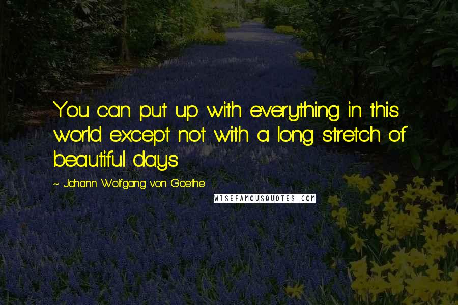 Johann Wolfgang Von Goethe Quotes: You can put up with everything in this world except not with a long stretch of beautiful days.