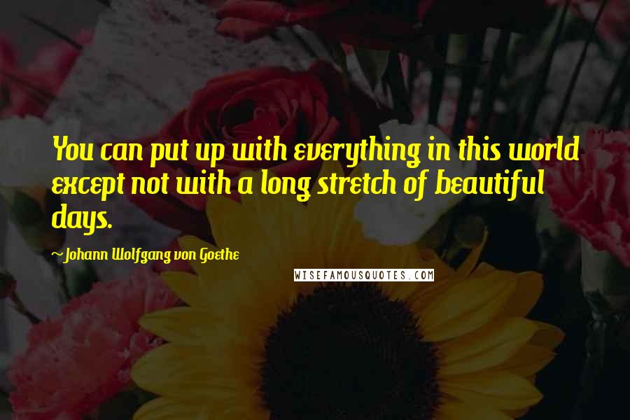 Johann Wolfgang Von Goethe Quotes: You can put up with everything in this world except not with a long stretch of beautiful days.