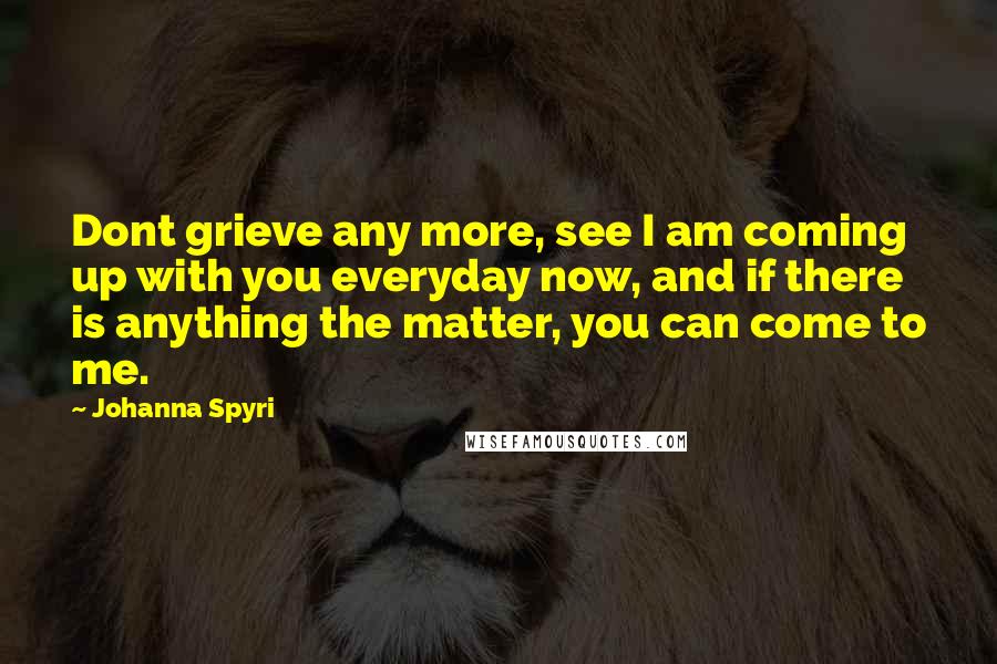 Johanna Spyri Quotes: Dont grieve any more, see I am coming up with you everyday now, and if there is anything the matter, you can come to me.