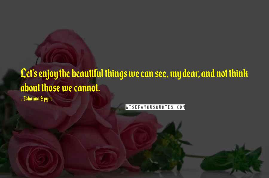 Johanna Spyri Quotes: Let's enjoy the beautiful things we can see, my dear, and not think about those we cannot.