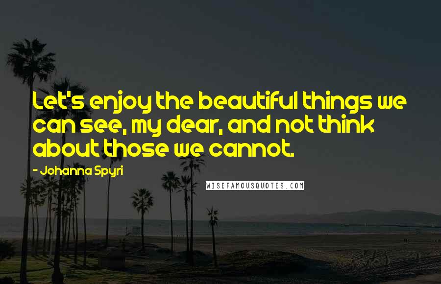 Johanna Spyri Quotes: Let's enjoy the beautiful things we can see, my dear, and not think about those we cannot.