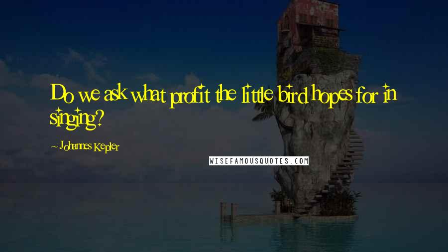 Johannes Kepler Quotes: Do we ask what profit the little bird hopes for in singing?