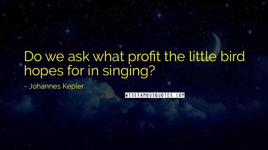 Johannes Kepler Quotes: Do we ask what profit the little bird hopes for in singing?