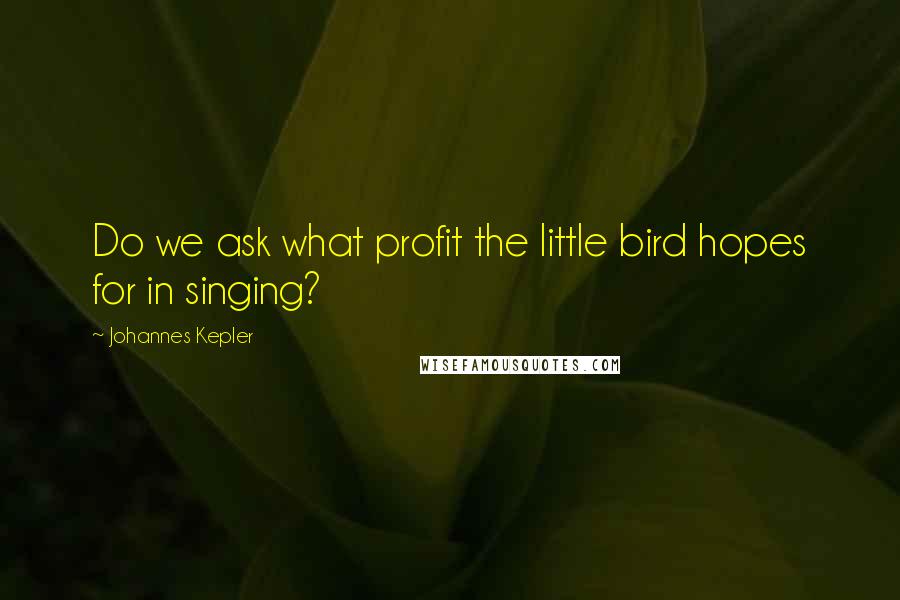 Johannes Kepler Quotes: Do we ask what profit the little bird hopes for in singing?