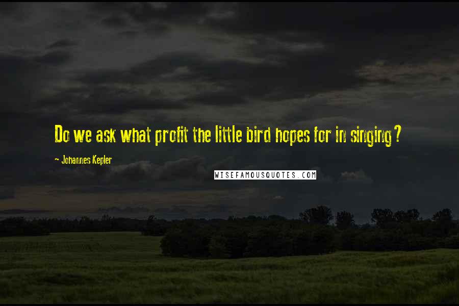 Johannes Kepler Quotes: Do we ask what profit the little bird hopes for in singing?