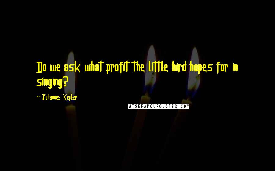 Johannes Kepler Quotes: Do we ask what profit the little bird hopes for in singing?