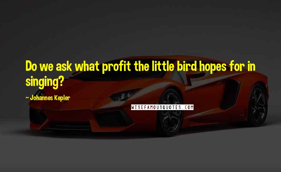 Johannes Kepler Quotes: Do we ask what profit the little bird hopes for in singing?