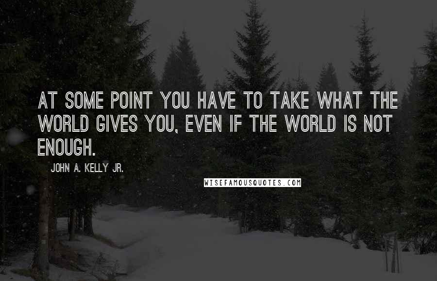 John A. Kelly Jr. Quotes: At some point you have to take what the world gives you, even if the world is not enough.