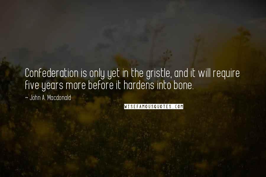 John A. Macdonald Quotes: Confederation is only yet in the gristle, and it will require five years more before it hardens into bone.