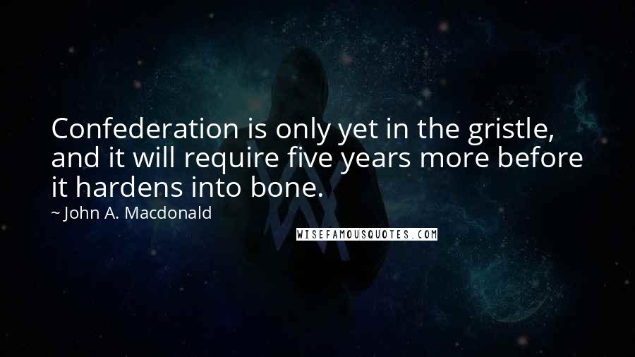 John A. Macdonald Quotes: Confederation is only yet in the gristle, and it will require five years more before it hardens into bone.