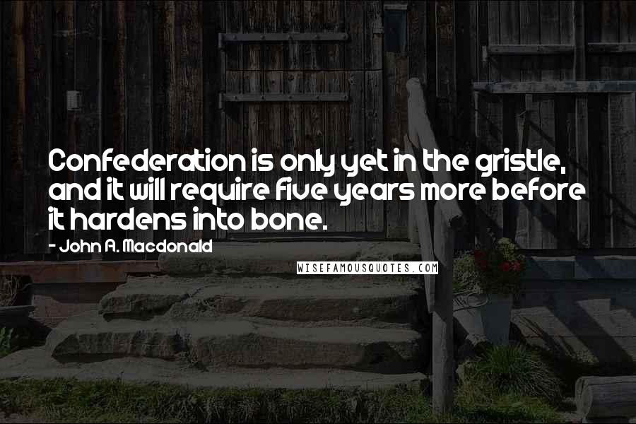 John A. Macdonald Quotes: Confederation is only yet in the gristle, and it will require five years more before it hardens into bone.