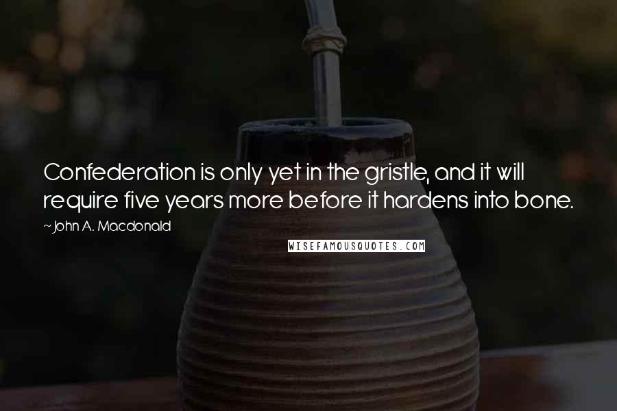 John A. Macdonald Quotes: Confederation is only yet in the gristle, and it will require five years more before it hardens into bone.