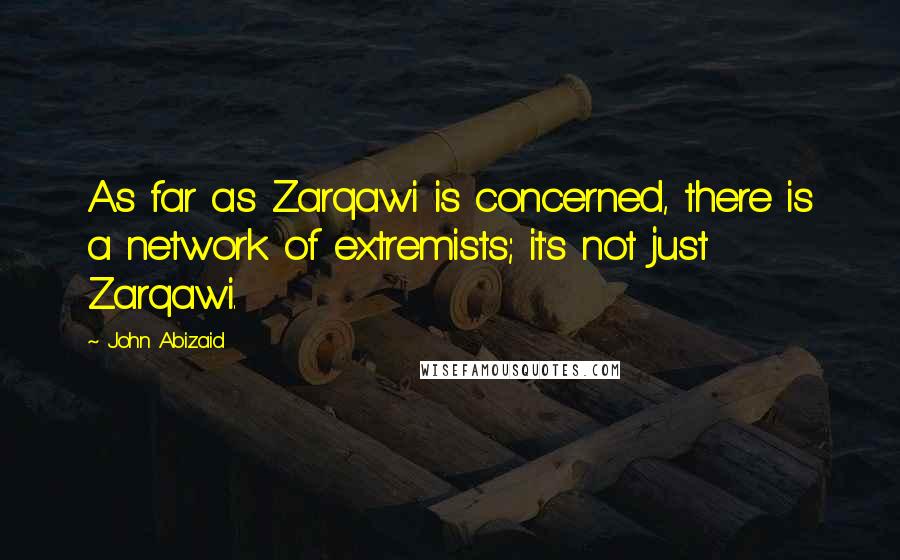 John Abizaid Quotes: As far as Zarqawi is concerned, there is a network of extremists; it's not just Zarqawi.
