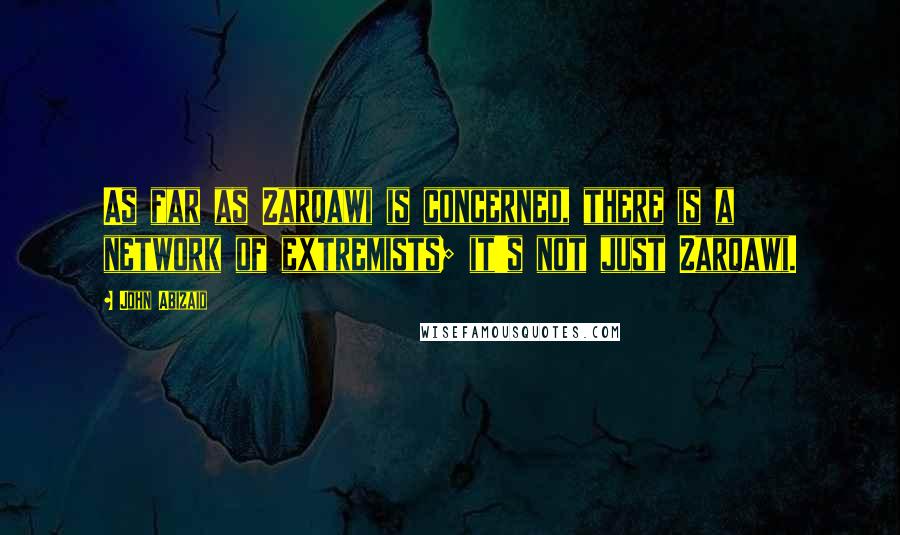 John Abizaid Quotes: As far as Zarqawi is concerned, there is a network of extremists; it's not just Zarqawi.