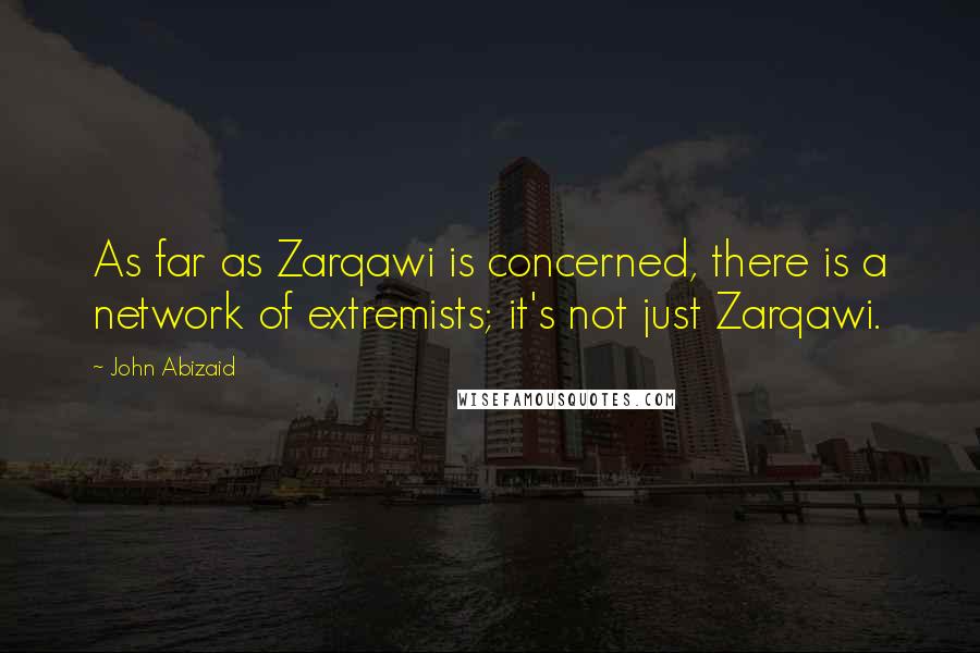 John Abizaid Quotes: As far as Zarqawi is concerned, there is a network of extremists; it's not just Zarqawi.