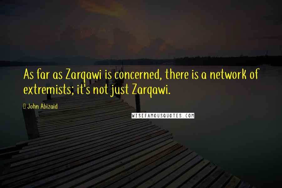 John Abizaid Quotes: As far as Zarqawi is concerned, there is a network of extremists; it's not just Zarqawi.