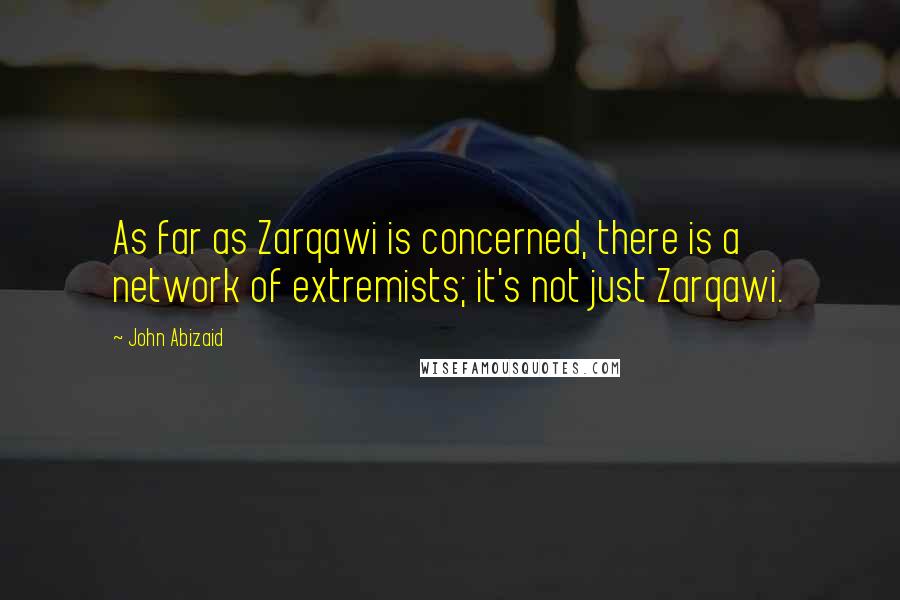 John Abizaid Quotes: As far as Zarqawi is concerned, there is a network of extremists; it's not just Zarqawi.