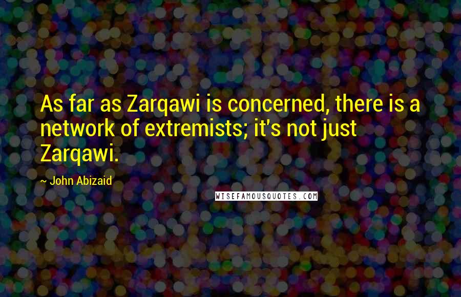 John Abizaid Quotes: As far as Zarqawi is concerned, there is a network of extremists; it's not just Zarqawi.