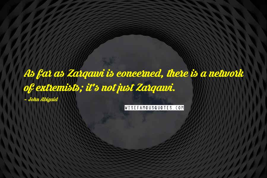 John Abizaid Quotes: As far as Zarqawi is concerned, there is a network of extremists; it's not just Zarqawi.