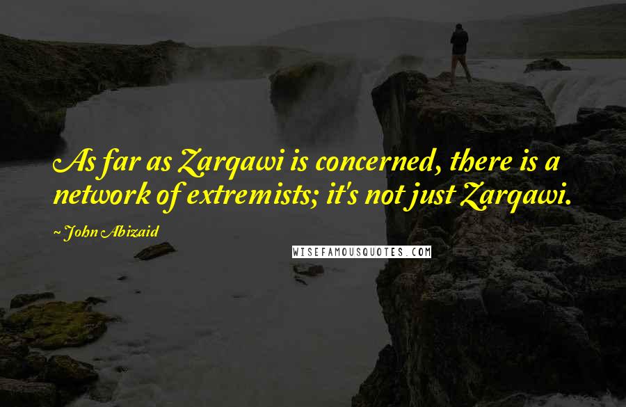 John Abizaid Quotes: As far as Zarqawi is concerned, there is a network of extremists; it's not just Zarqawi.