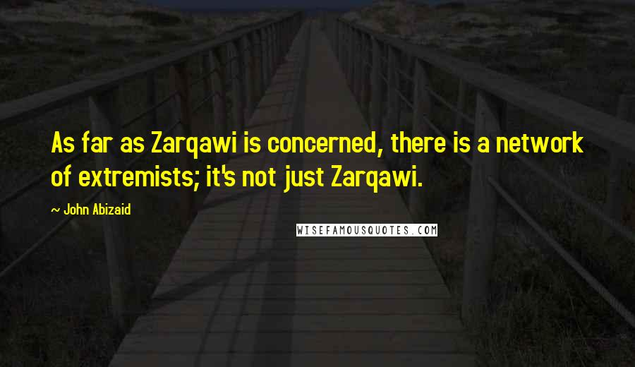 John Abizaid Quotes: As far as Zarqawi is concerned, there is a network of extremists; it's not just Zarqawi.