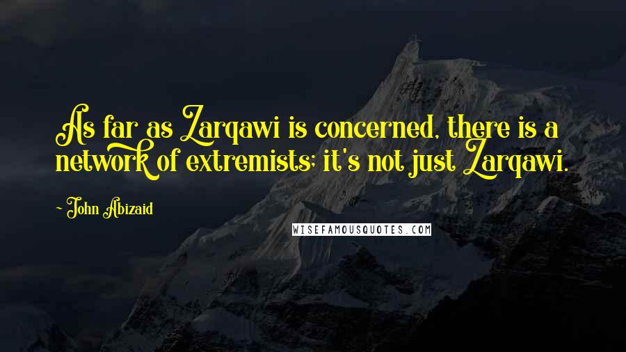 John Abizaid Quotes: As far as Zarqawi is concerned, there is a network of extremists; it's not just Zarqawi.