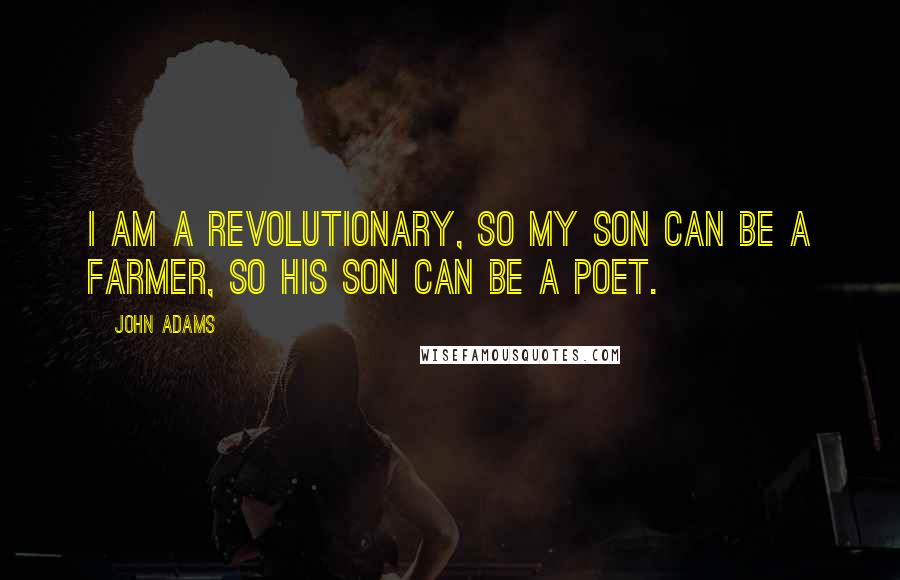 John Adams Quotes: I am a revolutionary, so my son can be a farmer, so his son can be a poet.