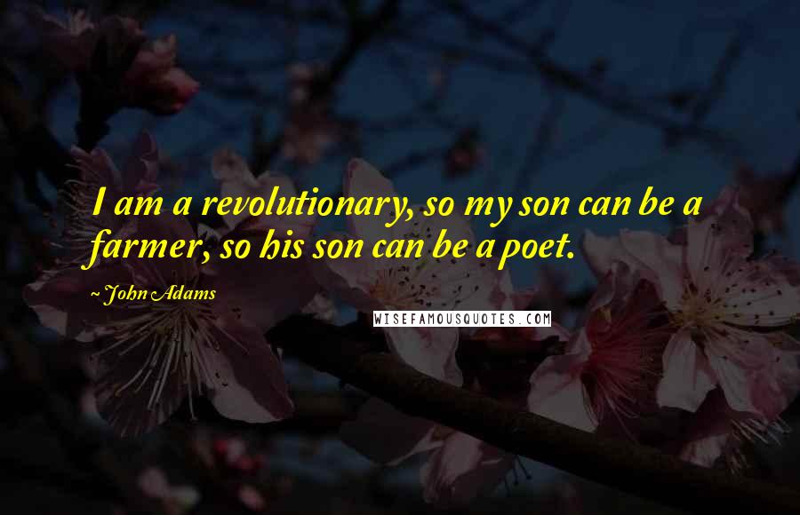 John Adams Quotes: I am a revolutionary, so my son can be a farmer, so his son can be a poet.