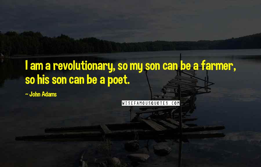 John Adams Quotes: I am a revolutionary, so my son can be a farmer, so his son can be a poet.