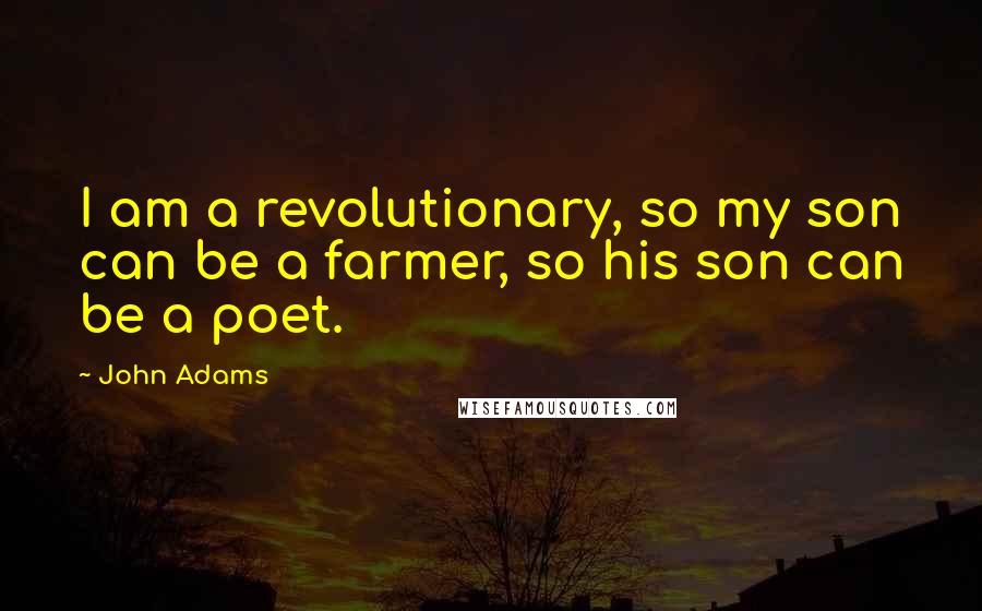 John Adams Quotes: I am a revolutionary, so my son can be a farmer, so his son can be a poet.