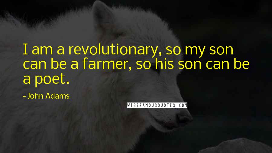 John Adams Quotes: I am a revolutionary, so my son can be a farmer, so his son can be a poet.
