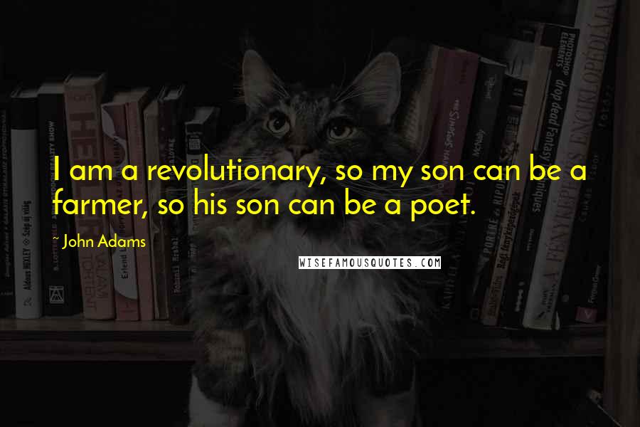 John Adams Quotes: I am a revolutionary, so my son can be a farmer, so his son can be a poet.