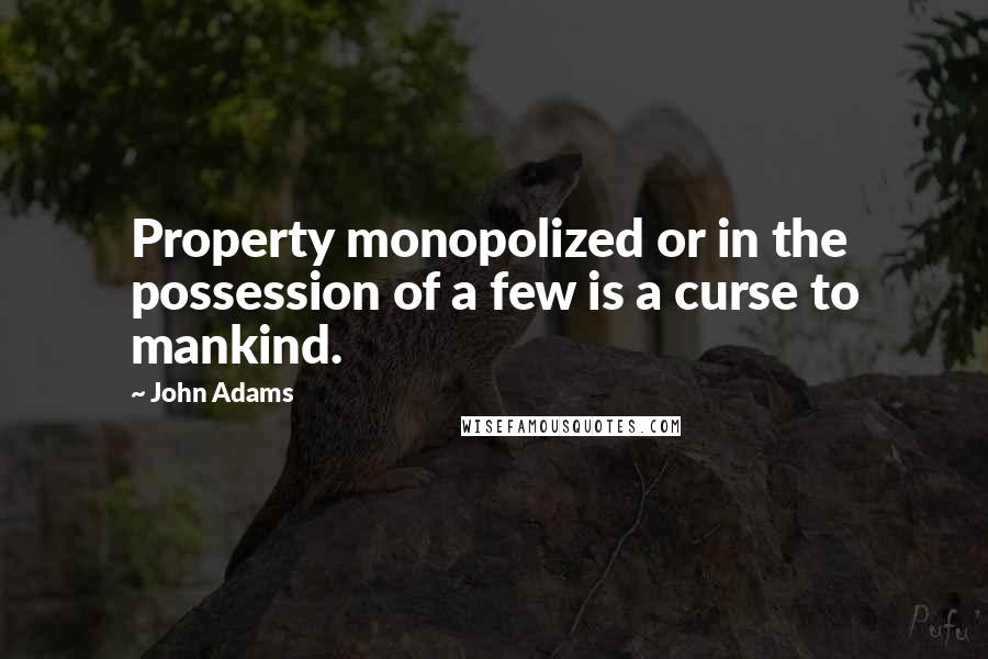 John Adams Quotes: Property monopolized or in the possession of a few is a curse to mankind.