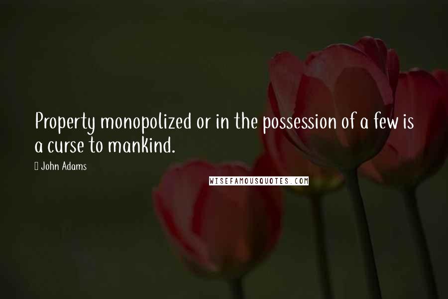 John Adams Quotes: Property monopolized or in the possession of a few is a curse to mankind.