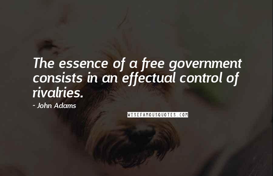 John Adams Quotes: The essence of a free government consists in an effectual control of rivalries.