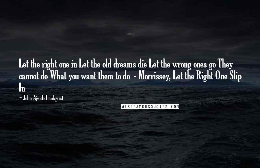 John Ajvide Lindqvist Quotes: Let the right one in Let the old dreams die Let the wrong ones go They cannot do What you want them to do  - Morrissey, Let the Right One Slip In