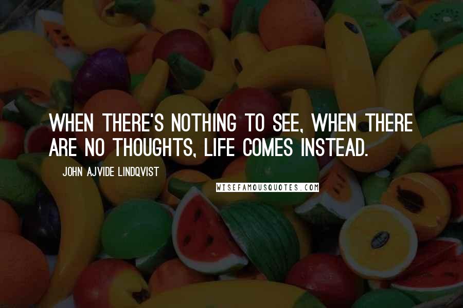 John Ajvide Lindqvist Quotes: When there's nothing to see, when there are no thoughts, life comes instead.