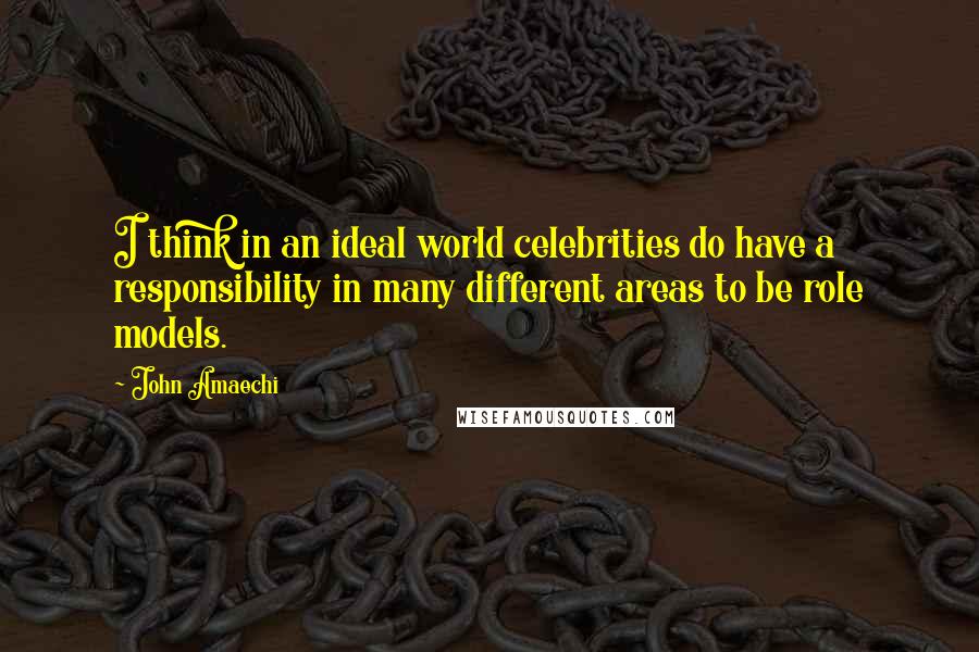 John Amaechi Quotes: I think in an ideal world celebrities do have a responsibility in many different areas to be role models.