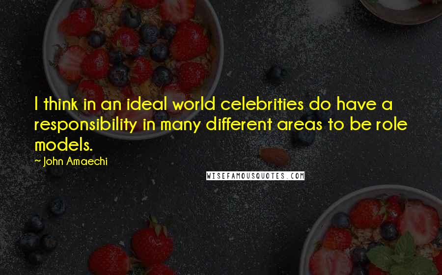 John Amaechi Quotes: I think in an ideal world celebrities do have a responsibility in many different areas to be role models.