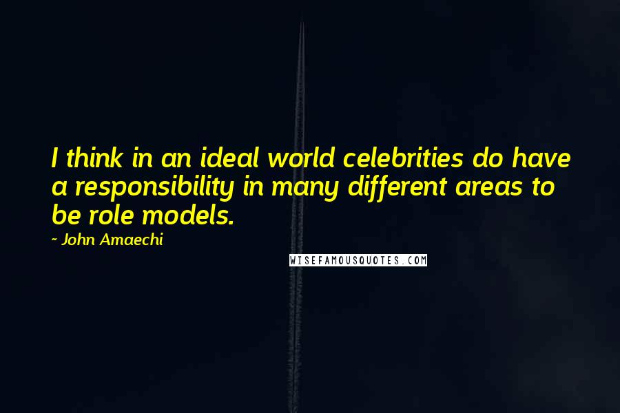 John Amaechi Quotes: I think in an ideal world celebrities do have a responsibility in many different areas to be role models.