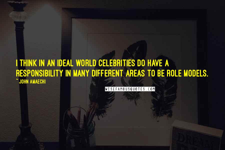 John Amaechi Quotes: I think in an ideal world celebrities do have a responsibility in many different areas to be role models.