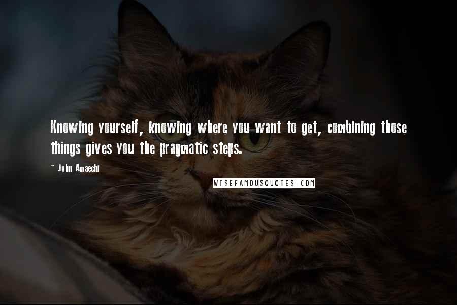 John Amaechi Quotes: Knowing yourself, knowing where you want to get, combining those things gives you the pragmatic steps.