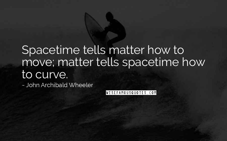 John Archibald Wheeler Quotes: Spacetime tells matter how to move; matter tells spacetime how to curve.