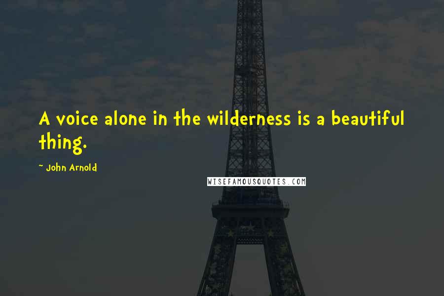 John Arnold Quotes: A voice alone in the wilderness is a beautiful thing.