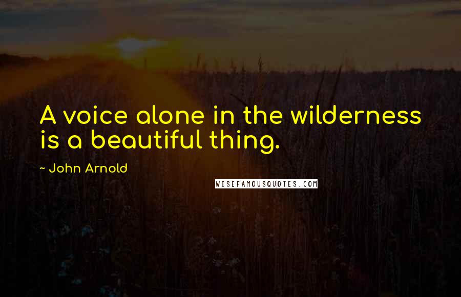 John Arnold Quotes: A voice alone in the wilderness is a beautiful thing.